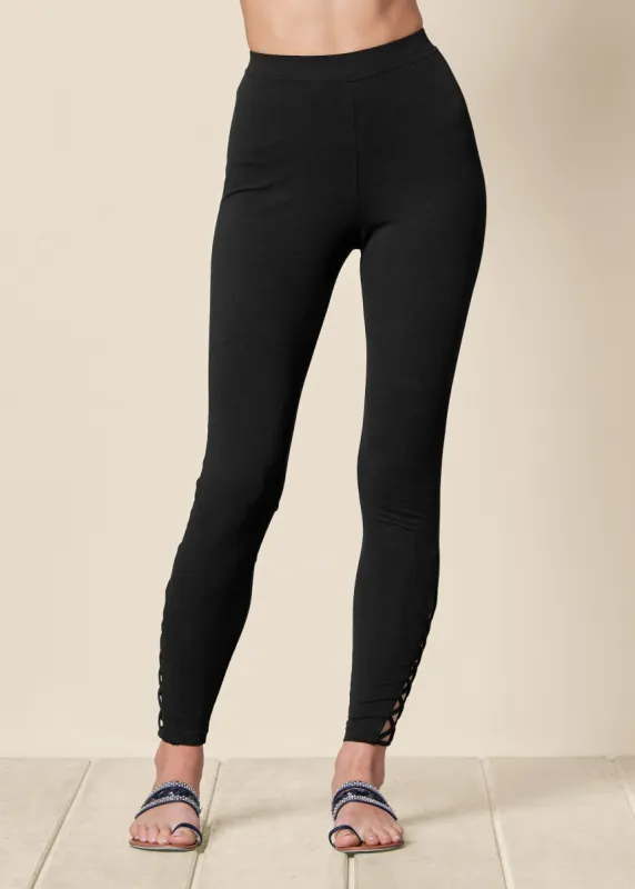 Ankle Detail Leggings - Black made by VENUS