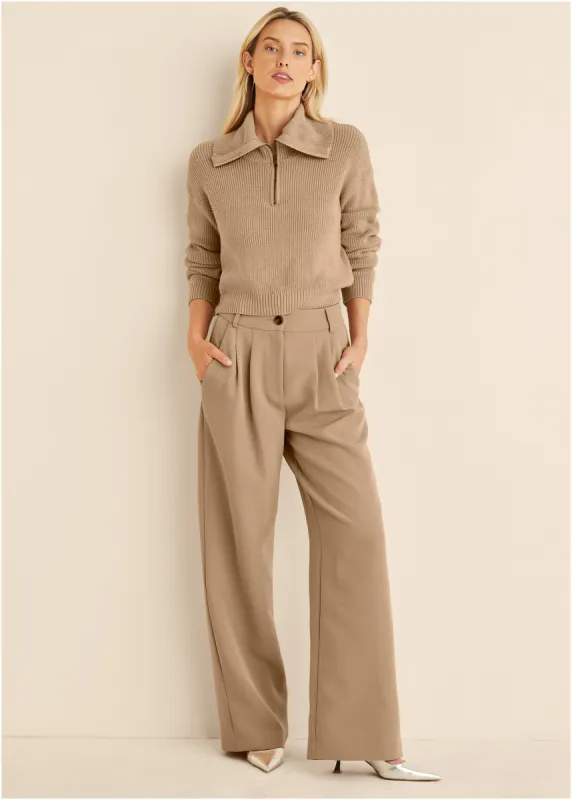 Quarter Zip Pullover - Camel sold by VENUS