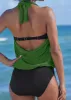 Cowl Neck Twofer One-Piece - Everglades Green & Black sold by VENUS
