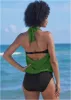 Cowl Neck Twofer One-Piece - Everglades Green & Black sold by VENUS