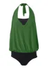 Cowl Neck Twofer One-Piece - Everglades Green & Black sold by VENUS