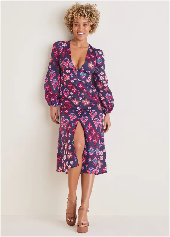 Long Sleeve Printed Dress - Modern Folk Floral sold by VENUS