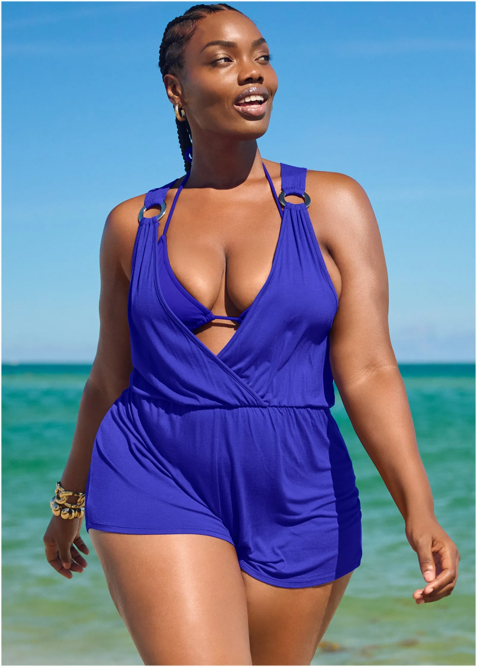 Surplice Romper Cover-Up - Cobalt Blue sold by VENUS product image thumbnail 4
