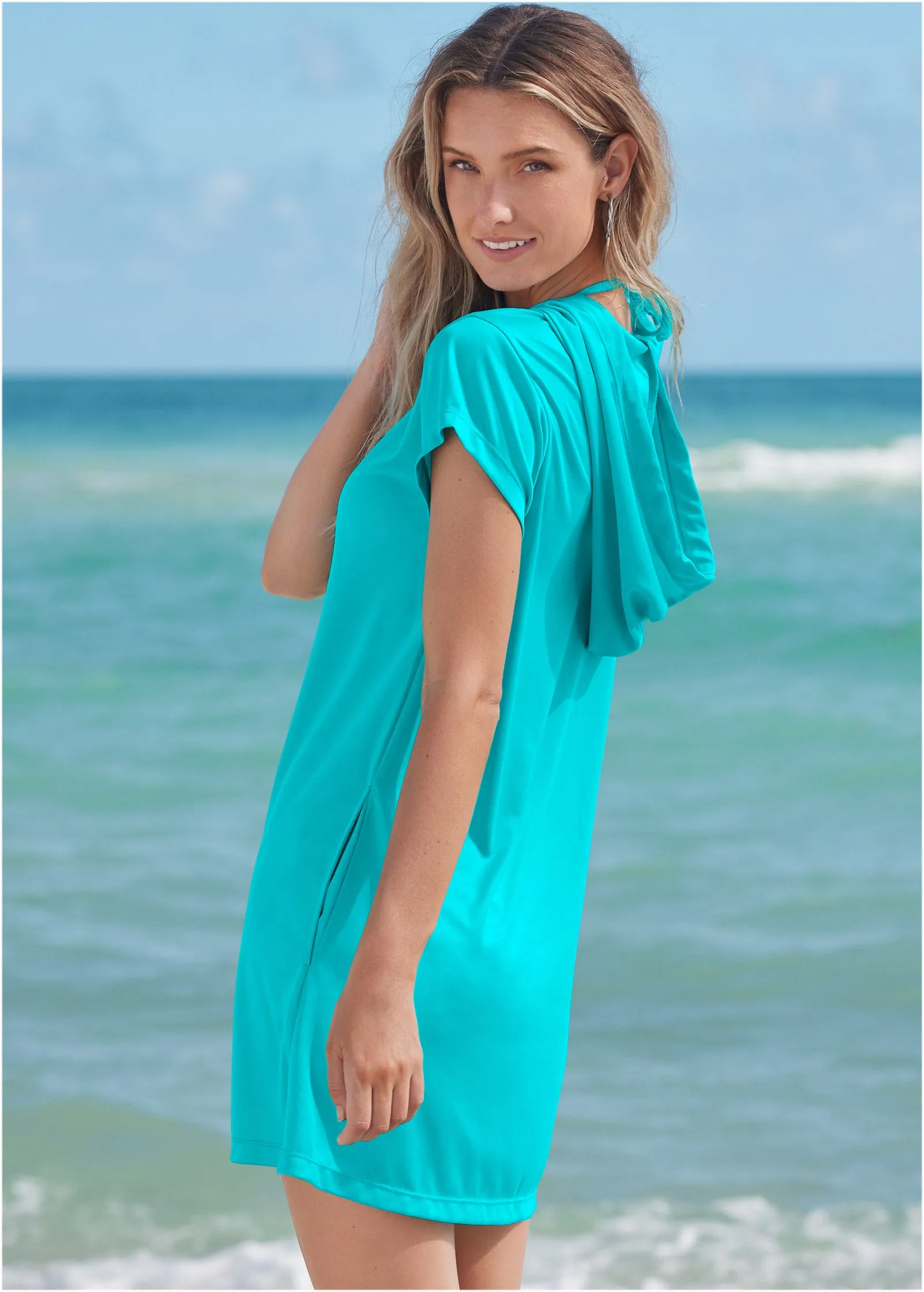 Hoodie Dress Cover-Up - Aqua Reef sold by VENUS product image thumbnail 2