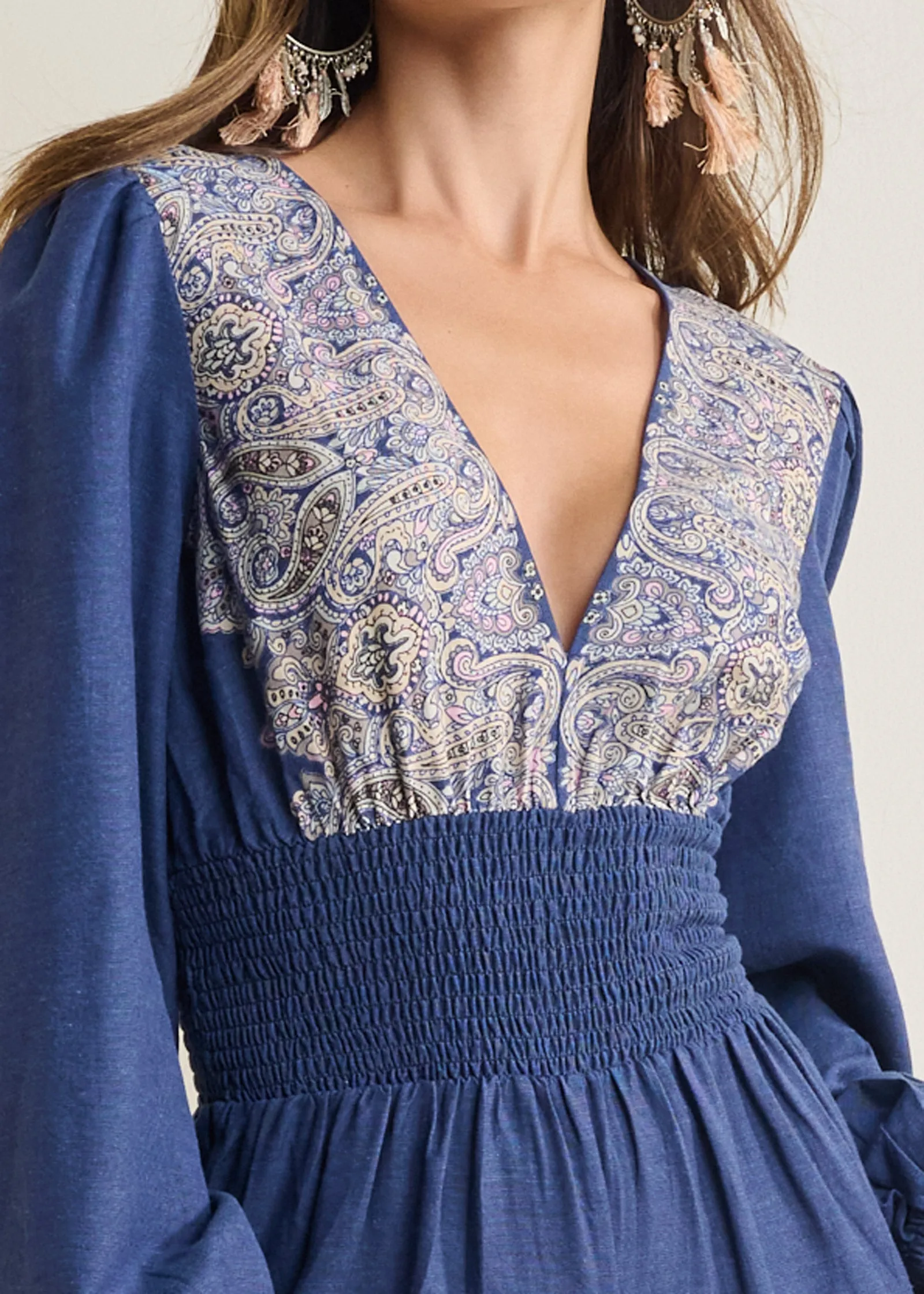 Printed Wide Leg Jumpsuit - Blue Multi sold by VENUS product image thumbnail 3