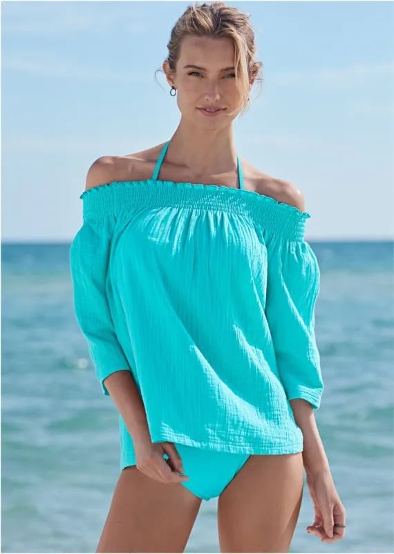 Pack And Go Shirt Cover-Up - Aqua Reef sold by VENUS