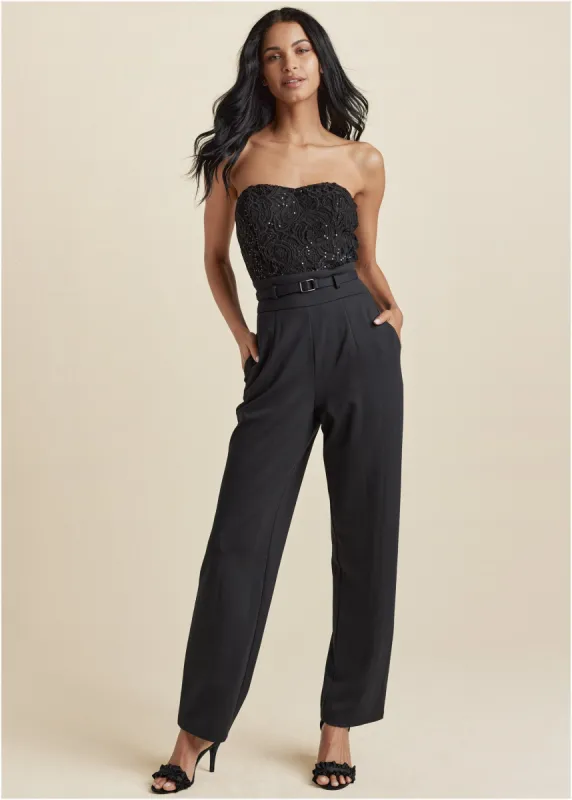 Lace Corset Jumpsuit - Black made by VENUS