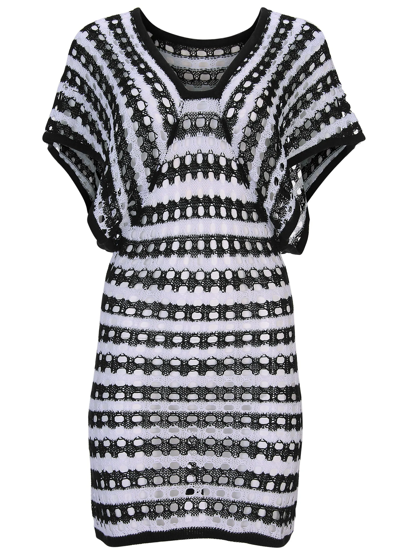 Crochet Mini Cover-Up Dress - Black & White sold by VENUS product image thumbnail 4