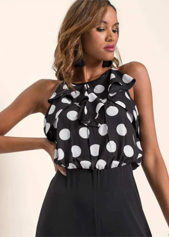 Polka-Dot Jumpsuit - Black & White sold by VENUS