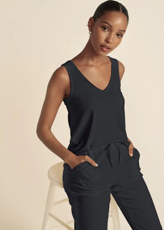 Comfort Kit V-Neck Tank - Black sold by VENUS