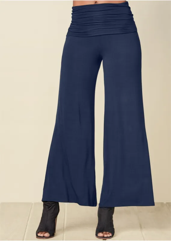 Easy Foldover Pants - Navy sold by VENUS