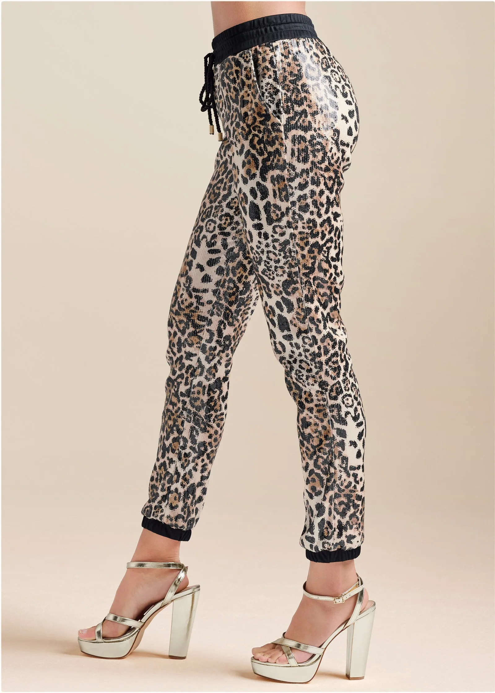 Sequin Jogger Pants - Brown Multi sold by VENUS product image thumbnail 3