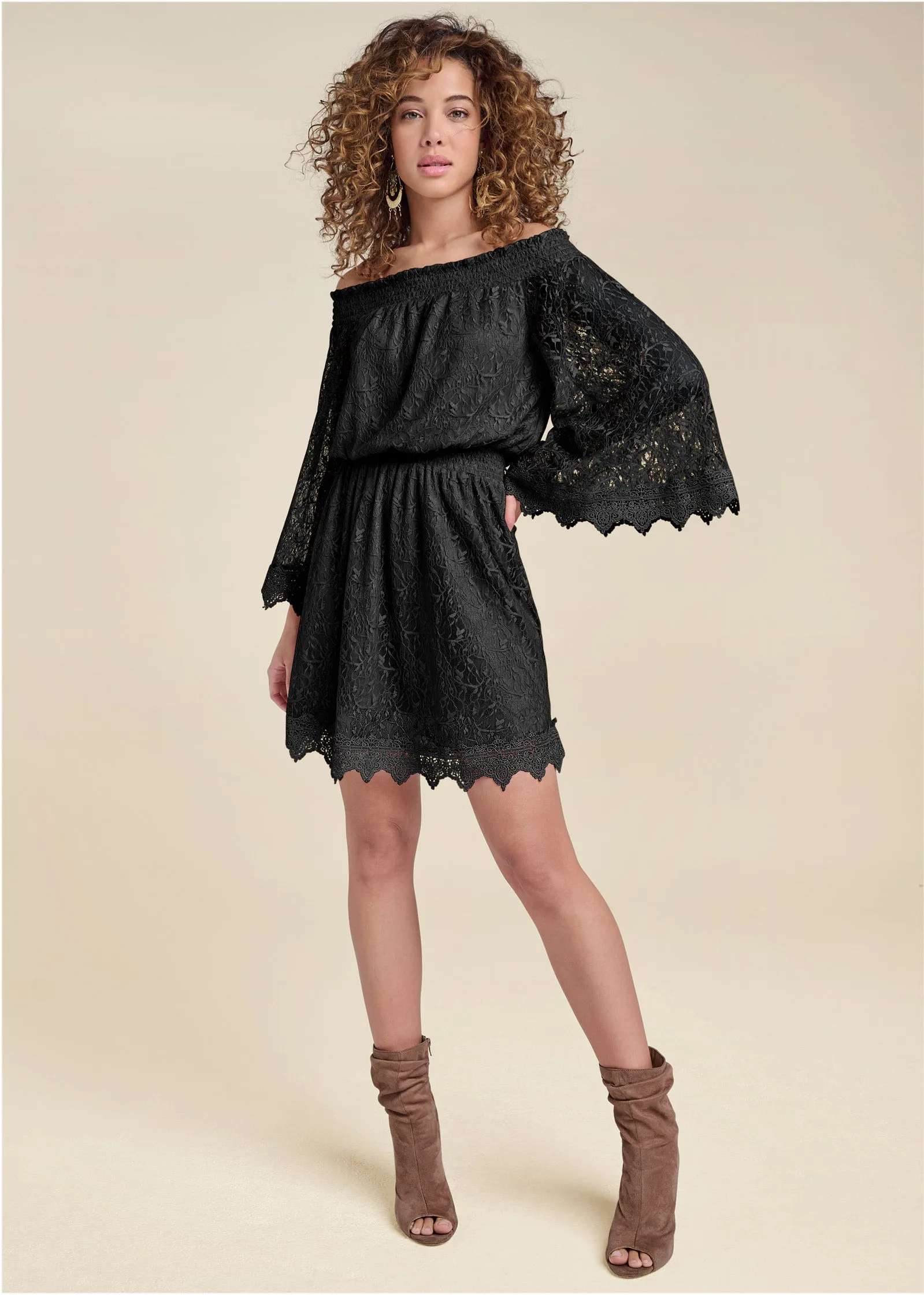 Off-The-Shoulder Lace Dress - Black sold by VENUS product image thumbnail 2