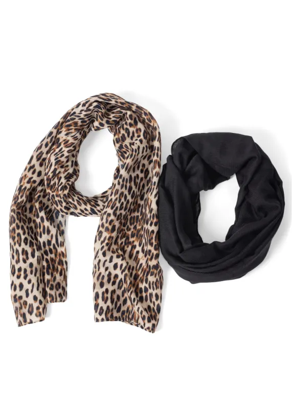Leopard Scarf Set - Black Multi sold by VENUS