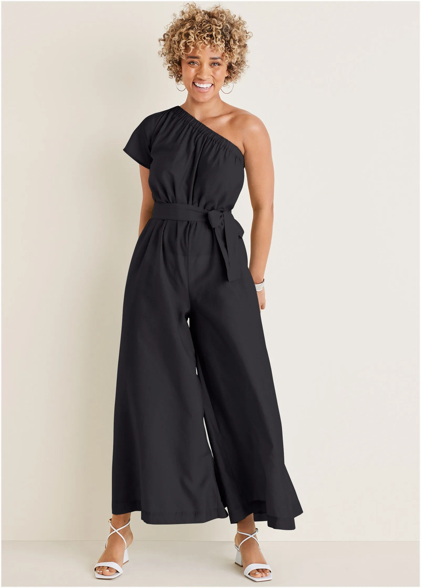 One Shoulder Jumpsuit - Black sold by VENUS