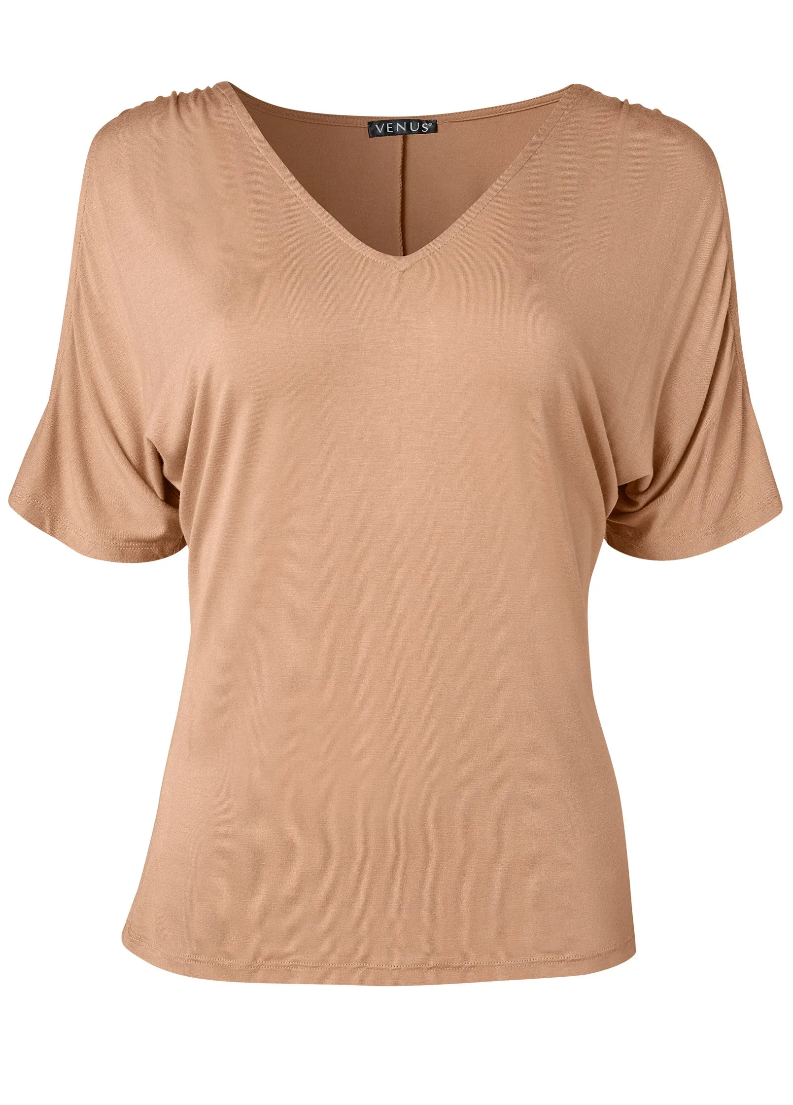 Cold-Shoulder V-Neck Top - Tan sold by VENUS product image thumbnail 5