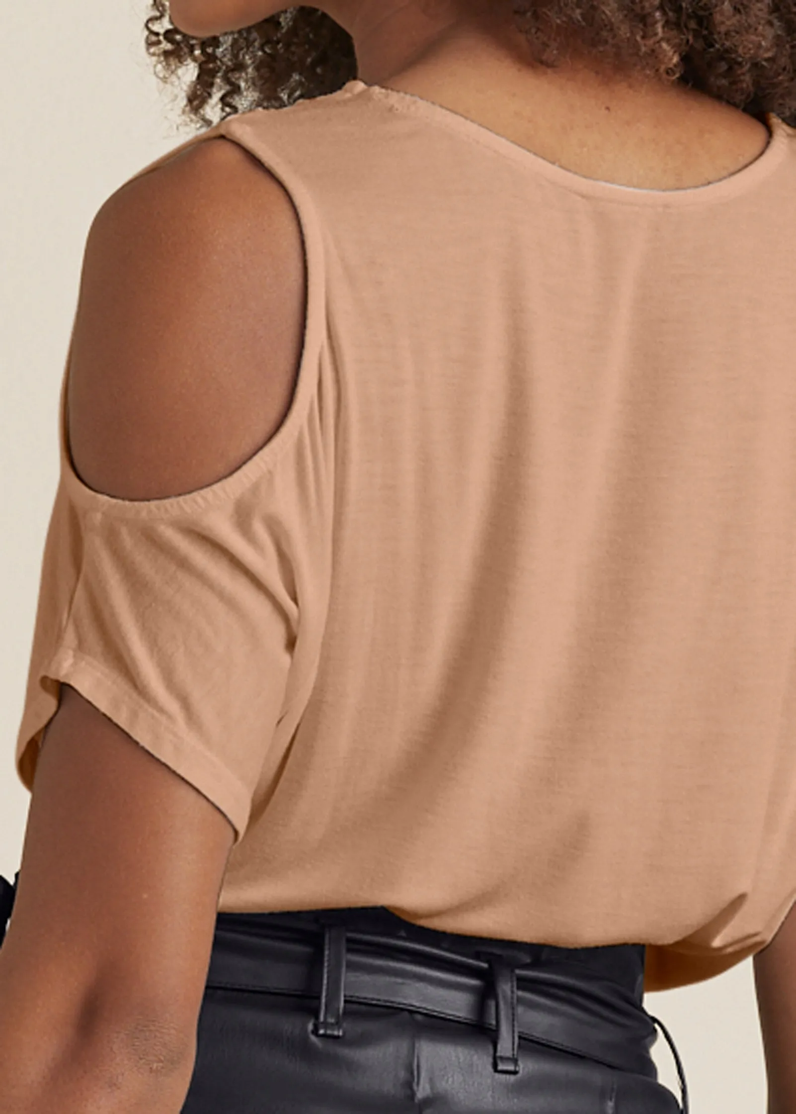 Cold-Shoulder V-Neck Top - Tan sold by VENUS product image thumbnail 4