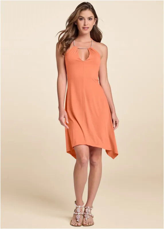 Keyhole Detail A-Line Dress - Orange sold by VENUS