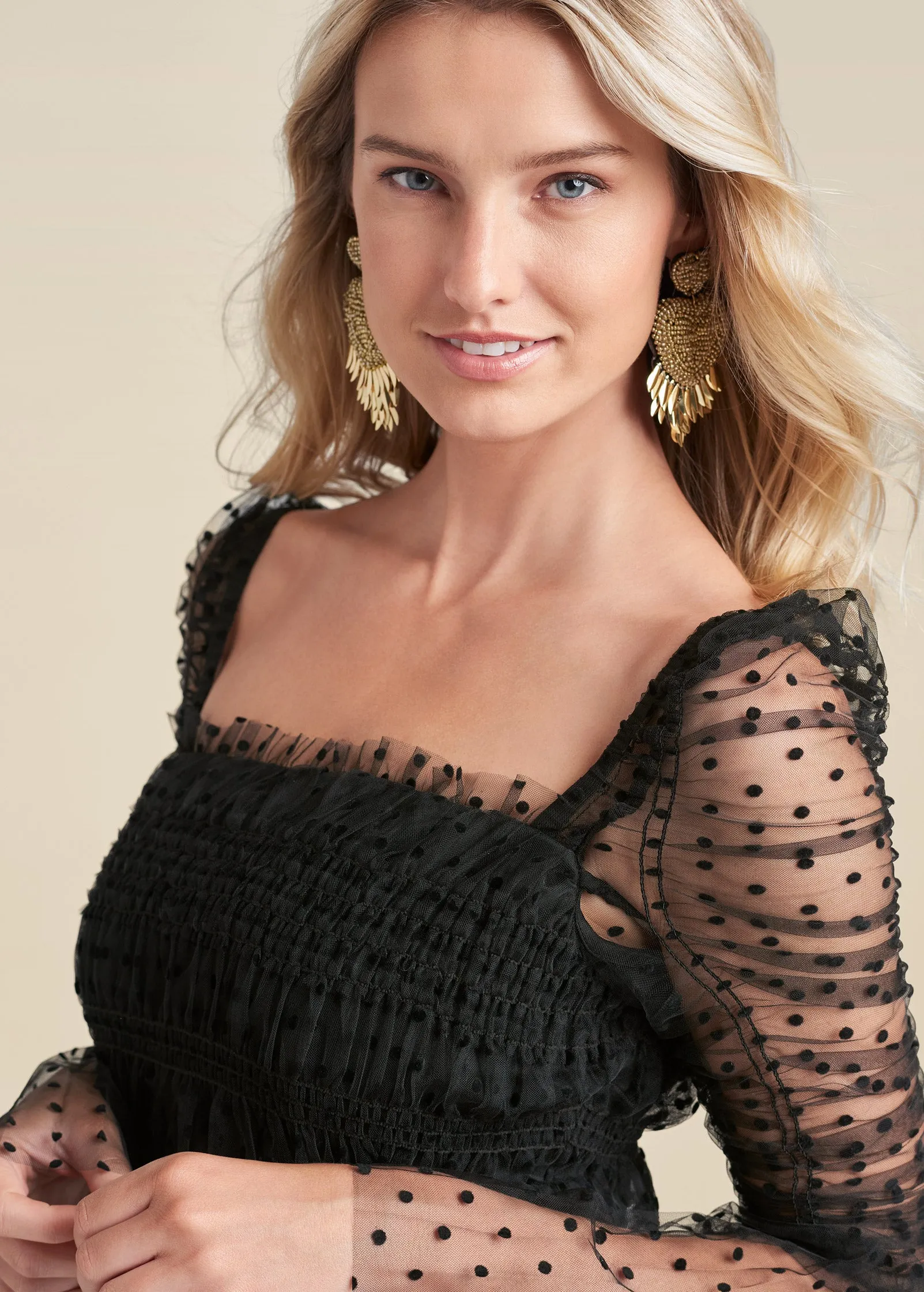 Dotted Mesh Bodycon Dress - Black sold by VENUS product image thumbnail 3