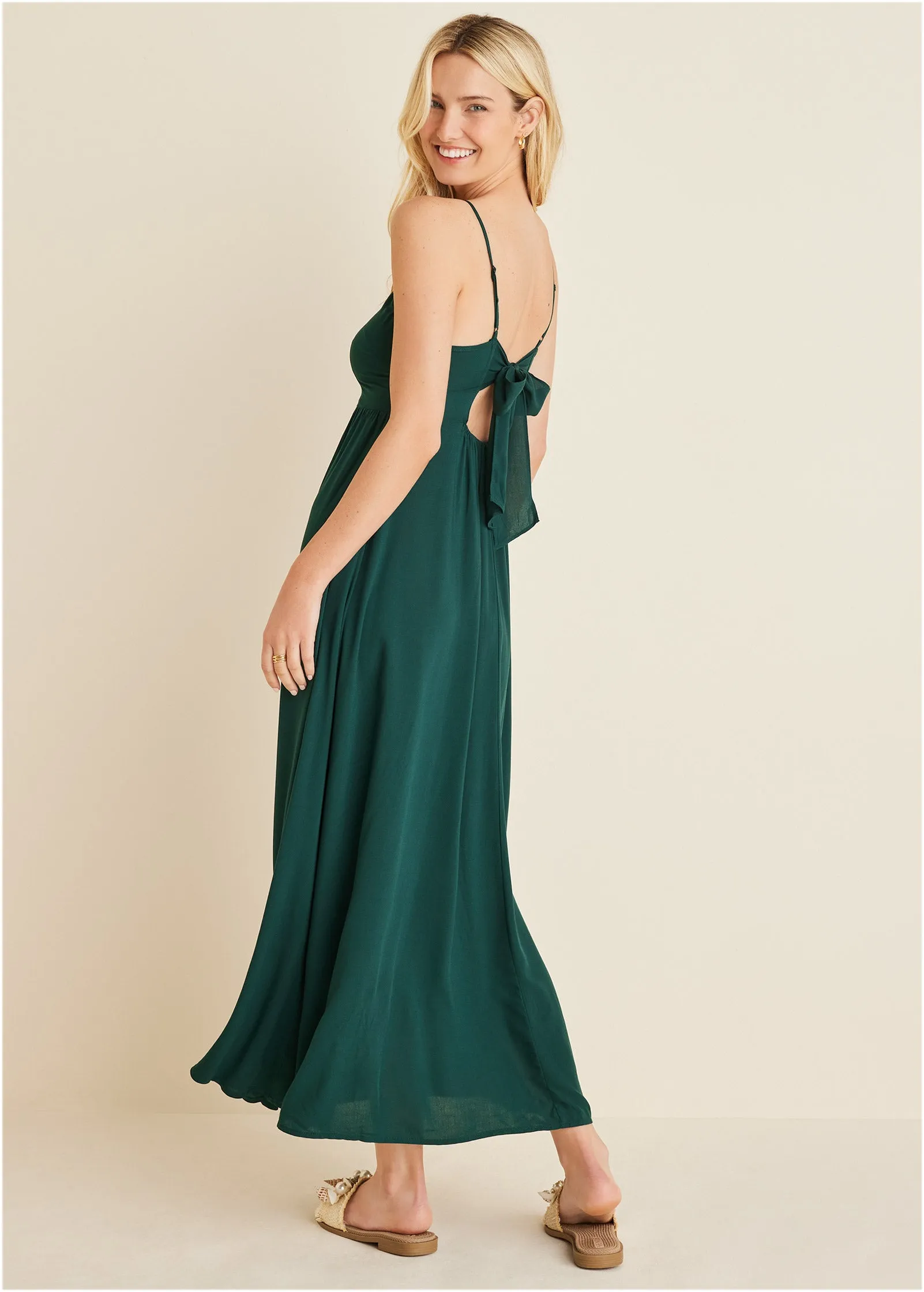 Tie Back Maxi Dress - Olive sold by VENUS product image thumbnail 2