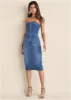 Denim Strapless Dress - Medium Wash sold by VENUS