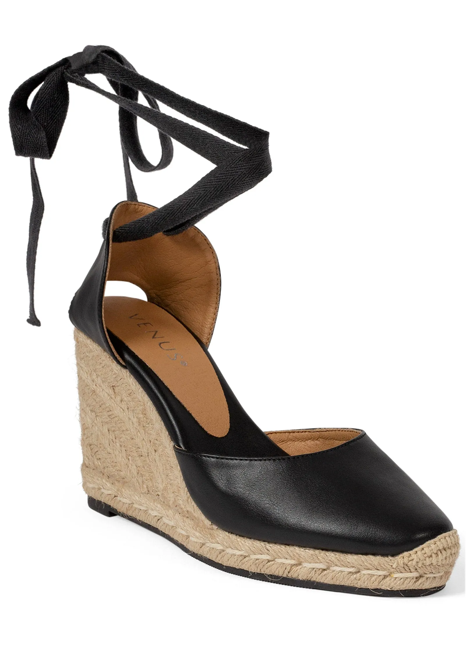 Hamptons Wedge Espadrilles - Black sold by VENUS