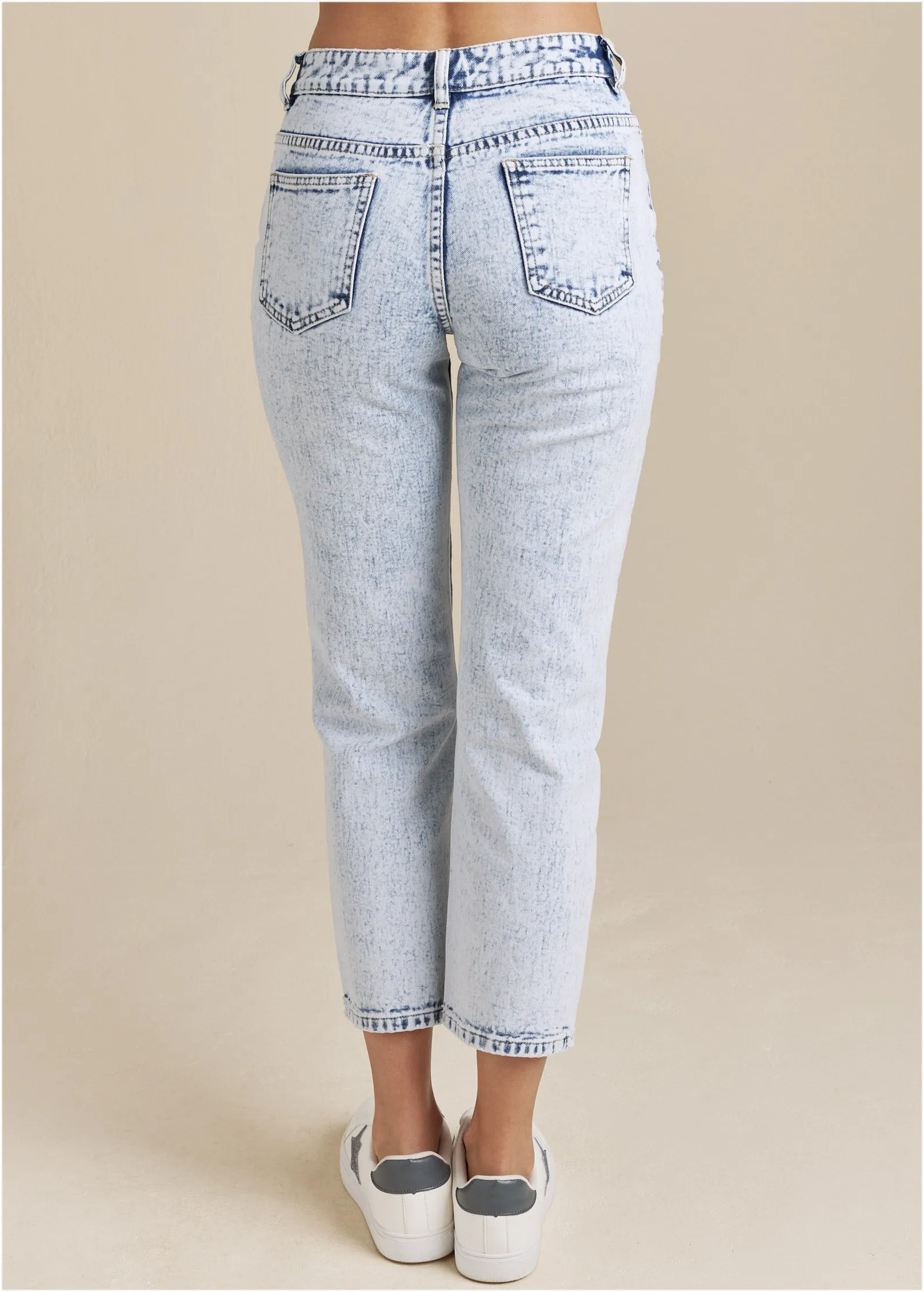 Stove Pipe Distressed Jeans - Acid Wash sold by VENUS product image thumbnail 2