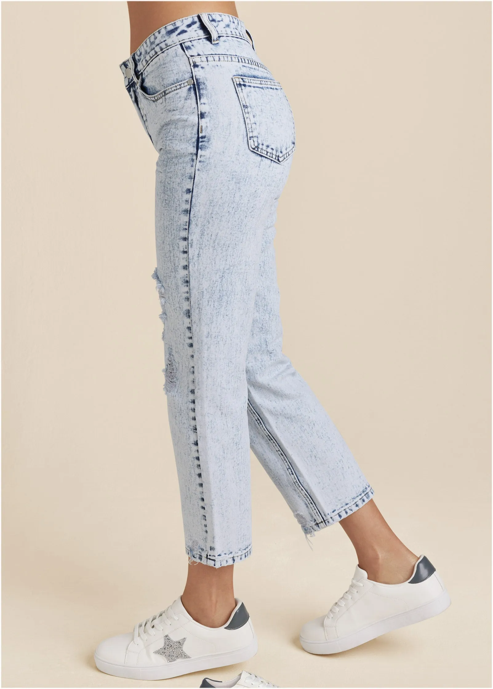 Stove Pipe Distressed Jeans - Acid Wash sold by VENUS product image thumbnail 3