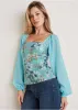 Printed sequin blouse - Light Blue Multi sold by VENUS