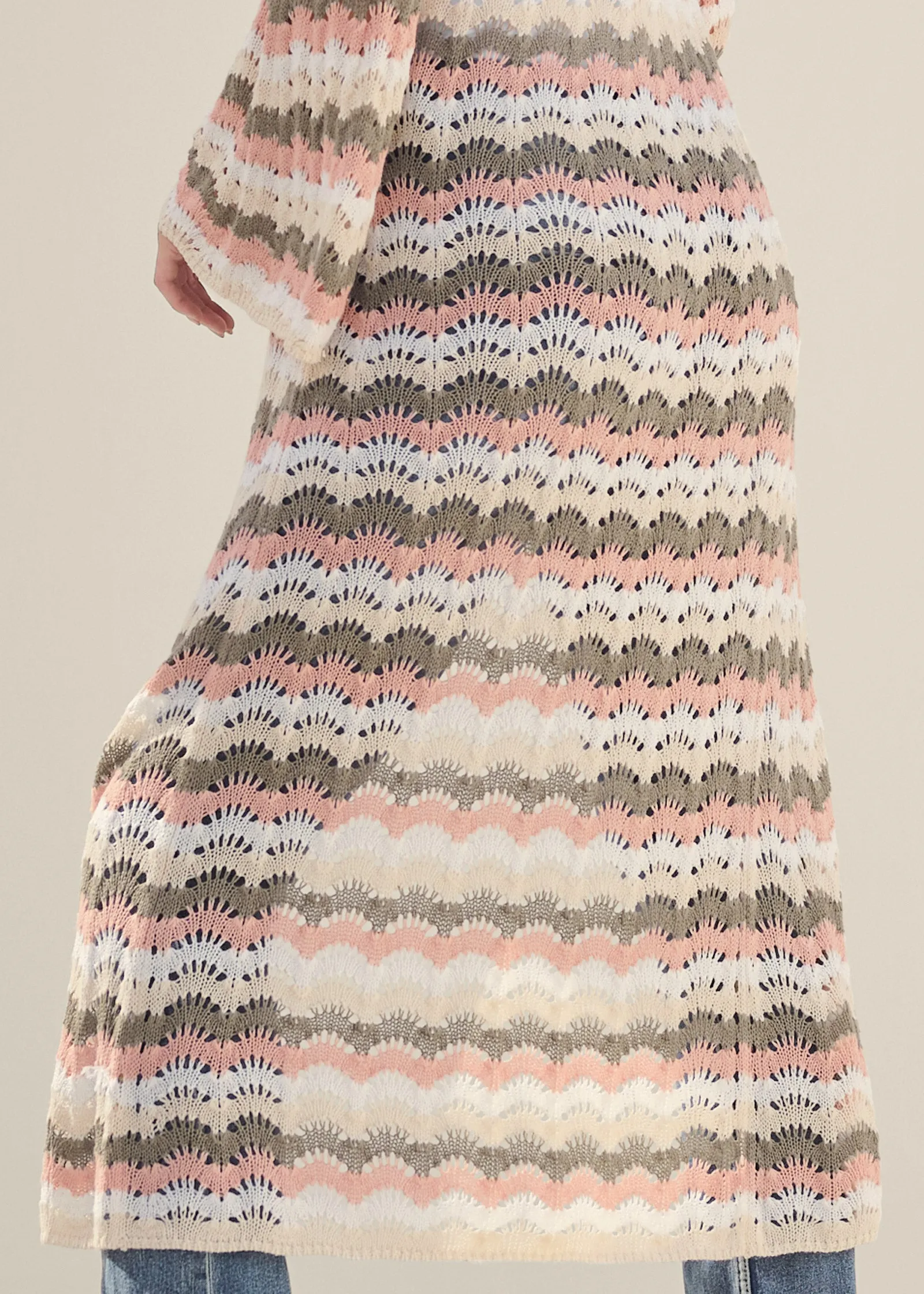 Pointelle Striped Duster - Off White Multi sold by VENUS product image thumbnail 4