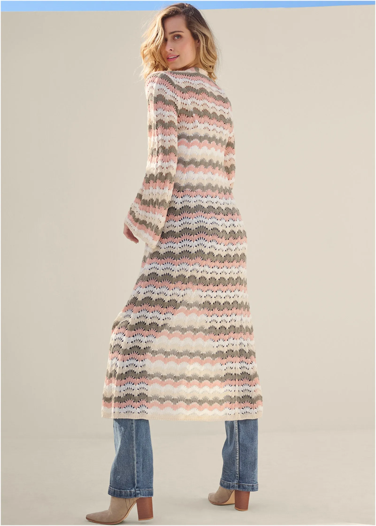 Pointelle Striped Duster - Off White Multi sold by VENUS product image thumbnail 2