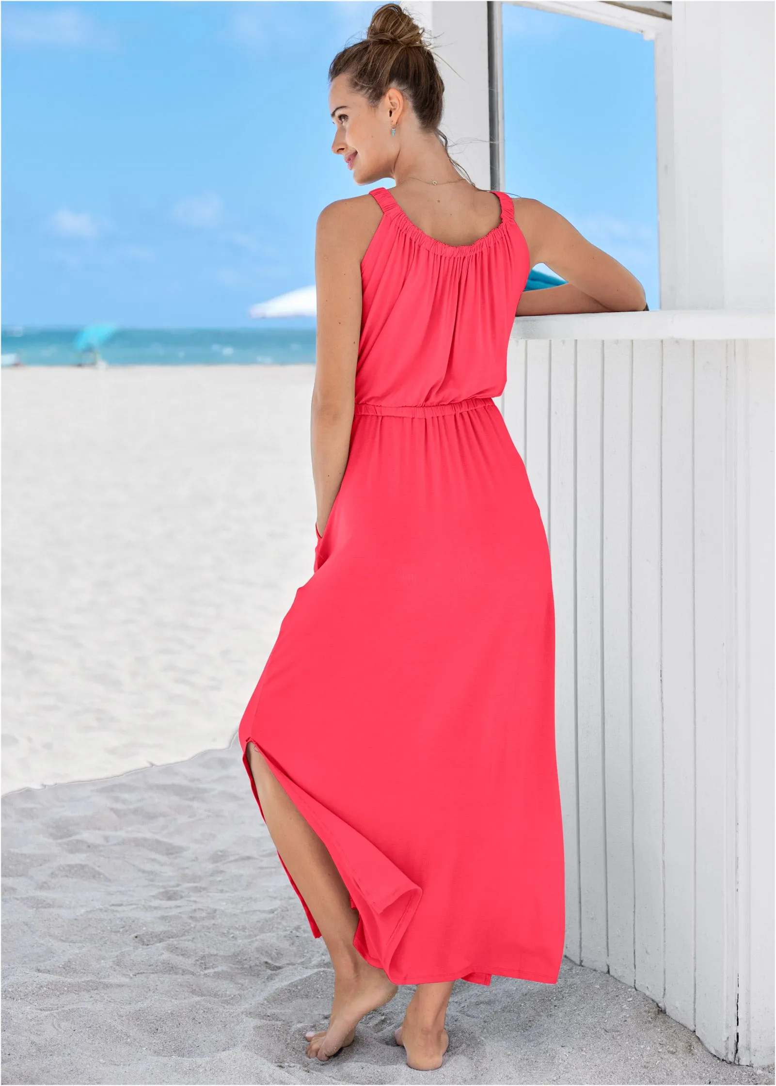 Gathered Neckline Maxi - Sunset Pink sold by VENUS product image thumbnail 2