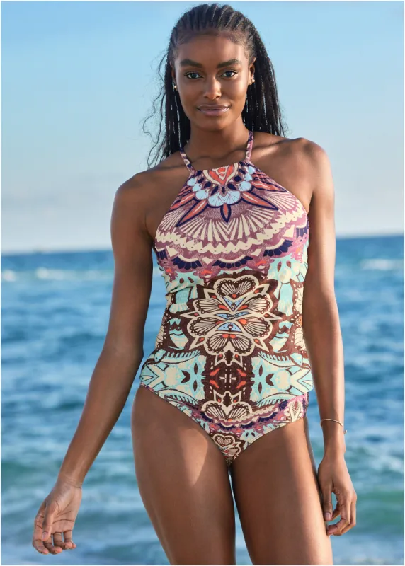 Hanky Hem High-Neck Tankini - Summer Sands sold by VENUS
