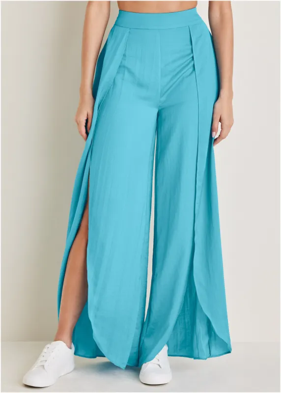 Tulip Hem Wide Leg Pants - Blue sold by VENUS