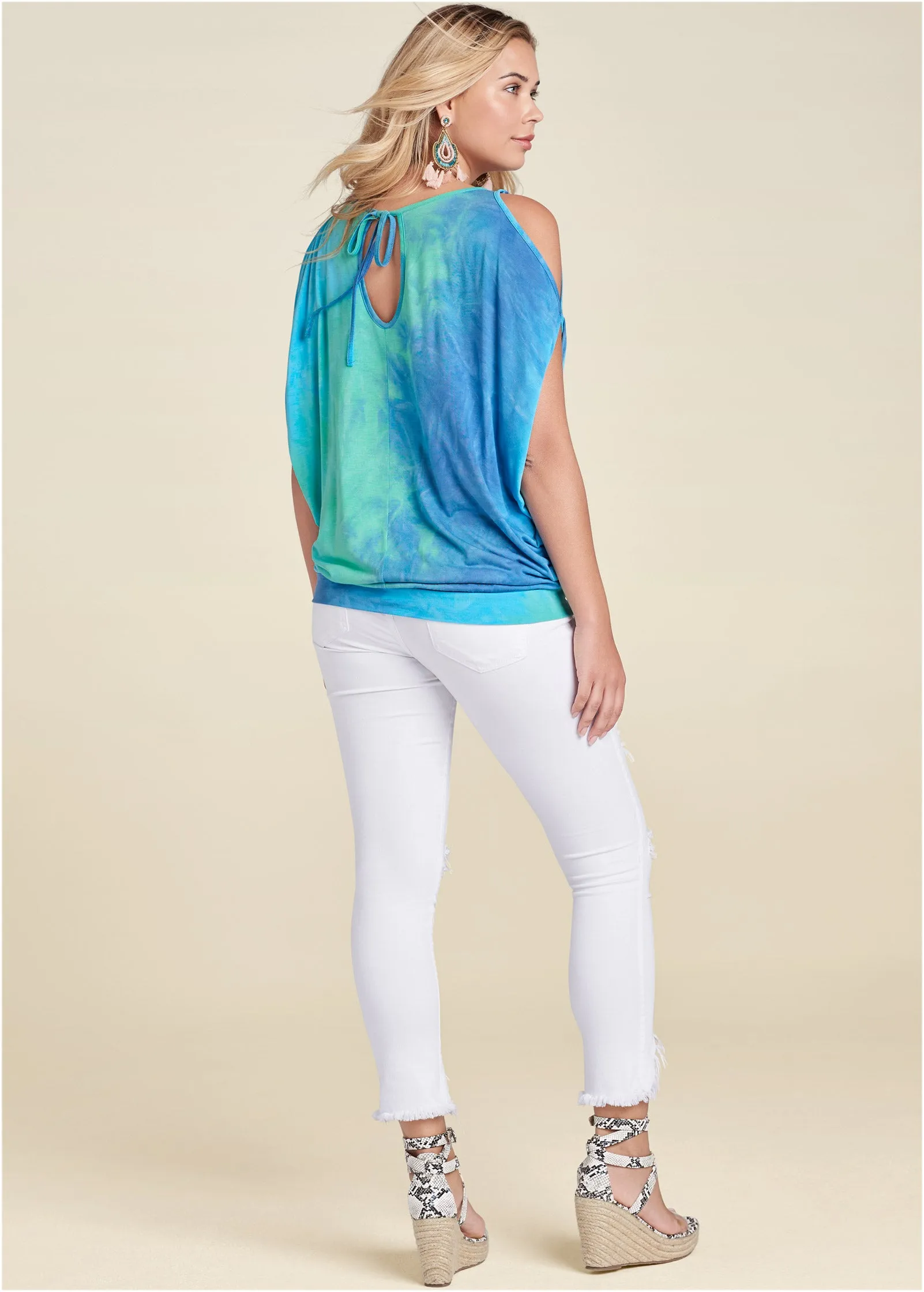 Tie Dye Cold-Shoulder Top - Blue Multi sold by VENUS product image thumbnail 3