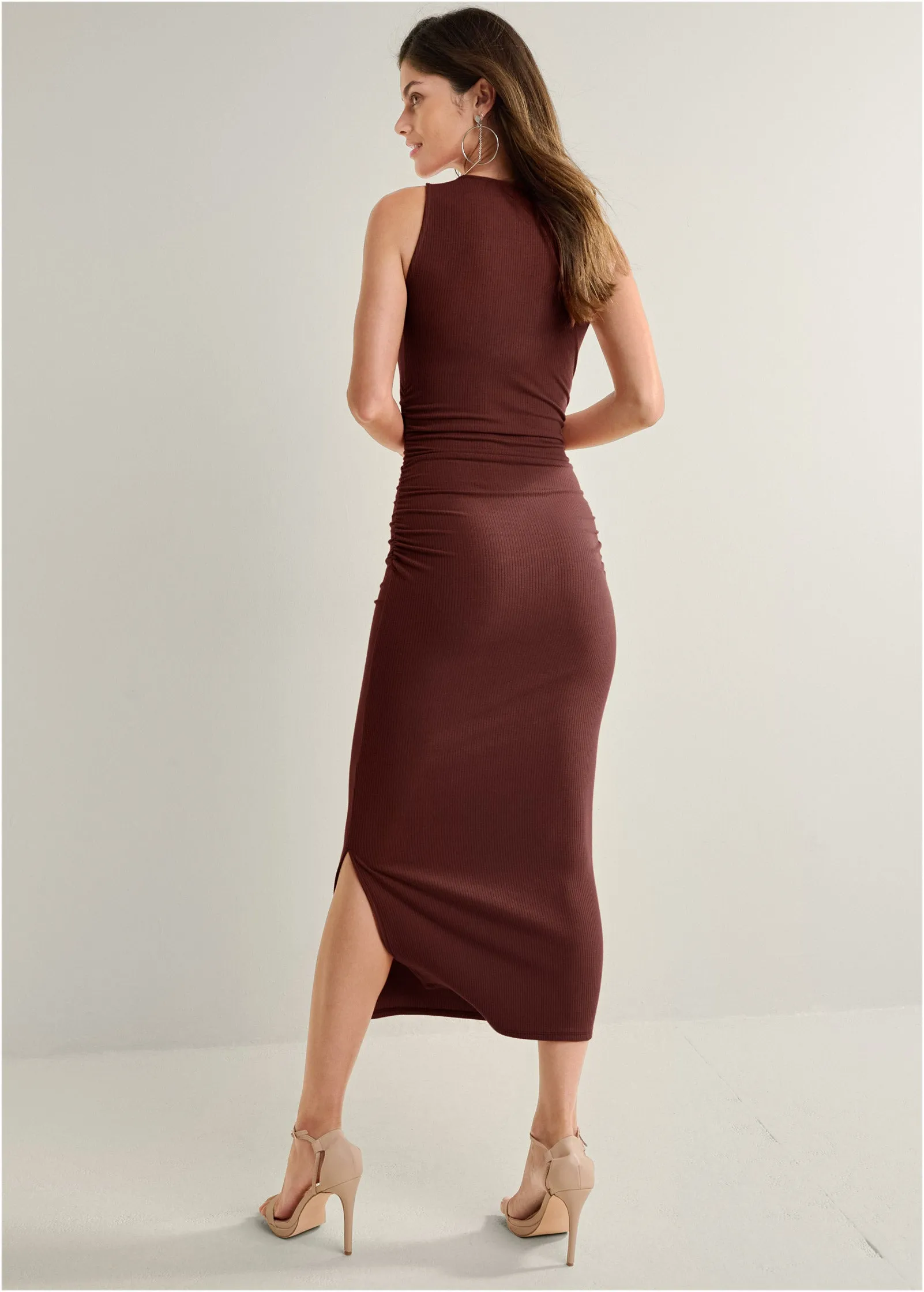 Ribbed Bodycon Midi Dress - Auburn sold by VENUS product image thumbnail 2