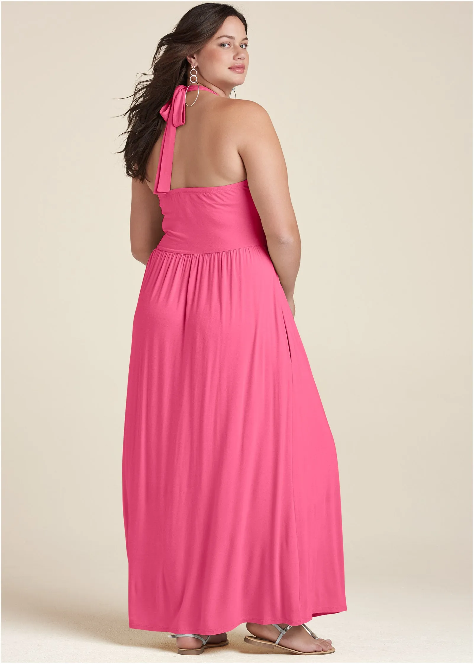 High Neck Maxi Dress - Hot Pink sold by VENUS product image thumbnail 5