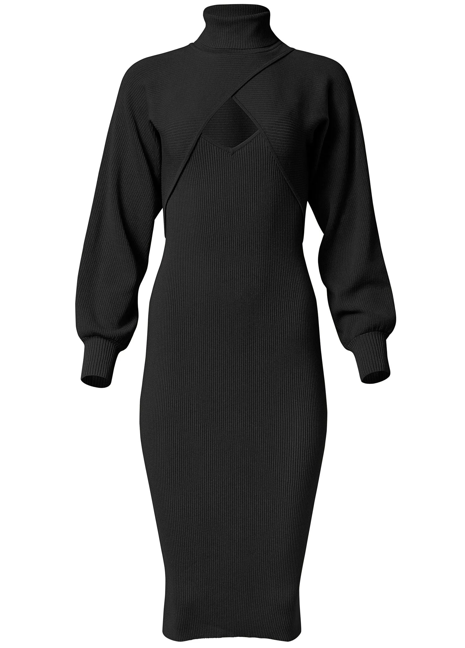 Shrug Detail Sweater Dress - Black sold by VENUS product image thumbnail 2
