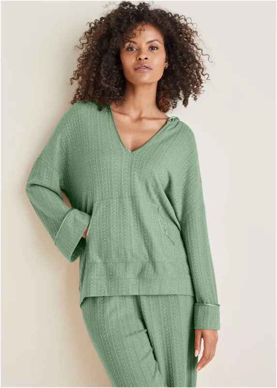 Brunch Knit Hoodie - Basil sold by VENUS