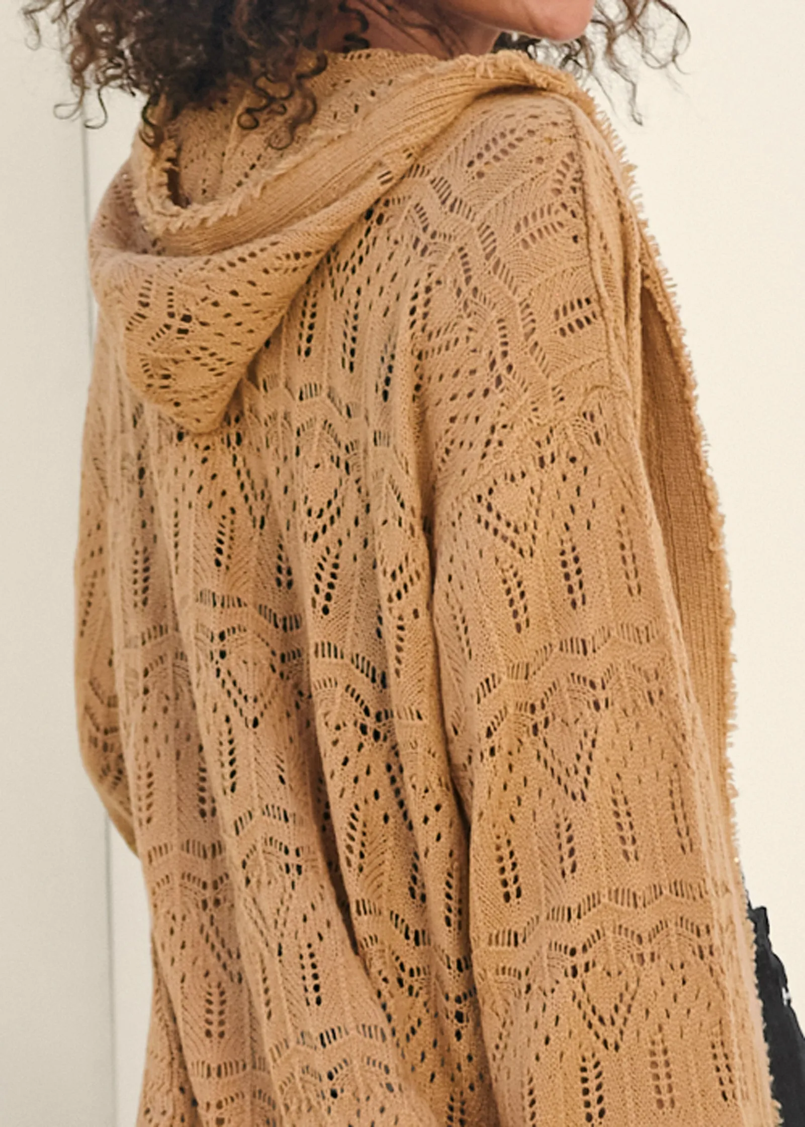 Fringe Detail Hooded Duster - Dark Gold sold by VENUS product image thumbnail 4