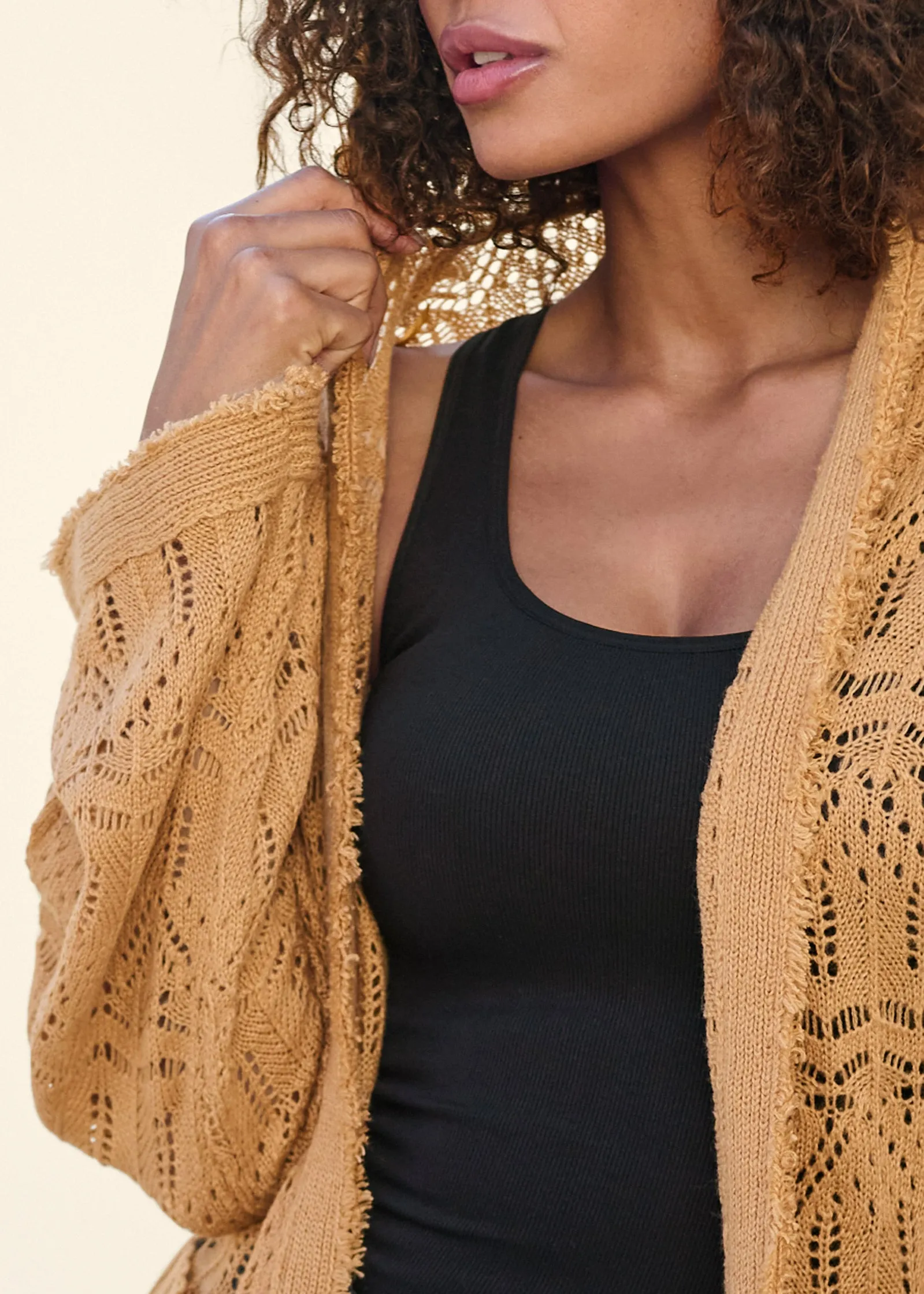 Fringe Detail Hooded Duster - Dark Gold sold by VENUS product image thumbnail 3