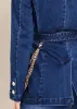 Chain Detail Belted Jean Jacket - Medium Wash sold by VENUS