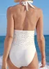 Jeweled halter one-piece - Pearl White sold by VENUS
