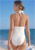 Jeweled halter one-piece - Pearl White sold by VENUS