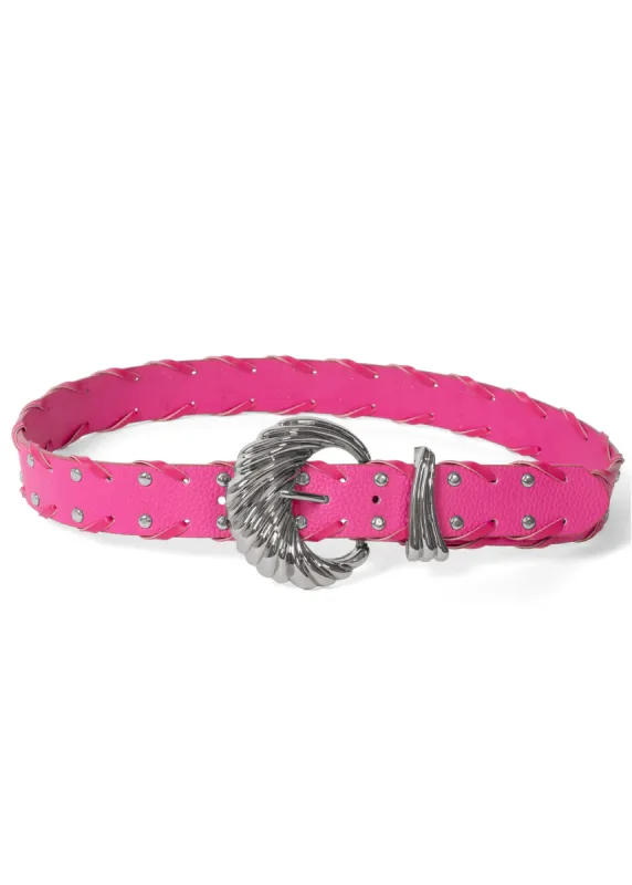 Aurora Studded Woven Belt - Pink sold by VENUS
