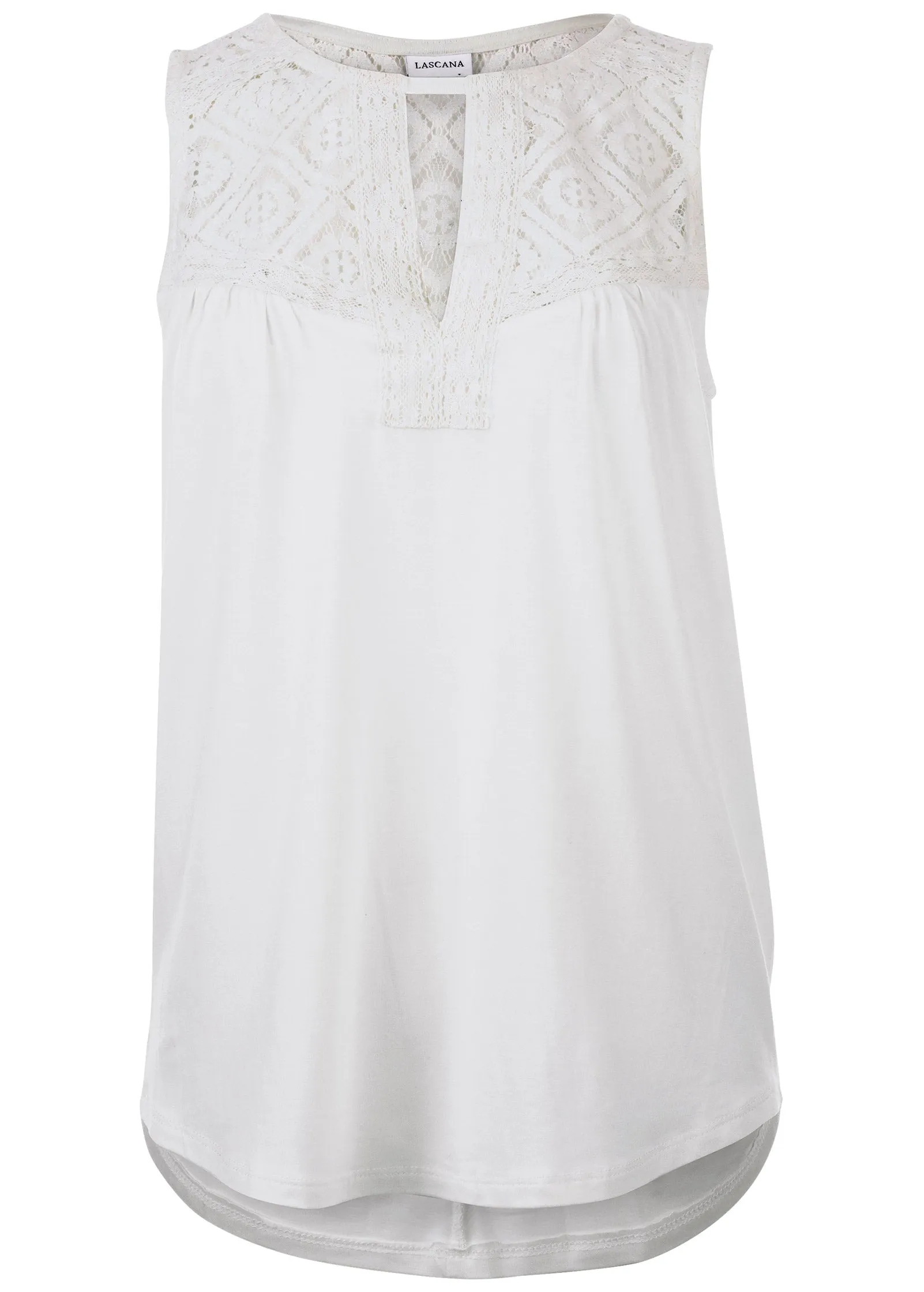 Lace Inset Tank - White sold by VENUS product image thumbnail 4