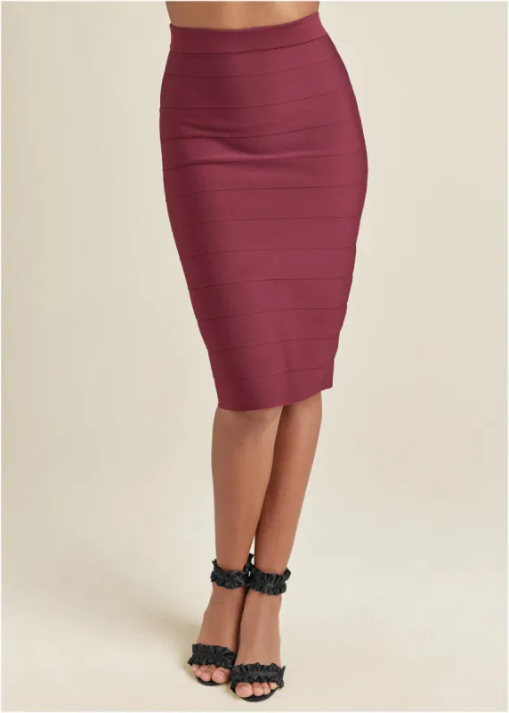Midi Bandage Skirt - Wine sold by VENUS
