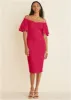 Fluted Satin Midi Dress - Red sold by VENUS