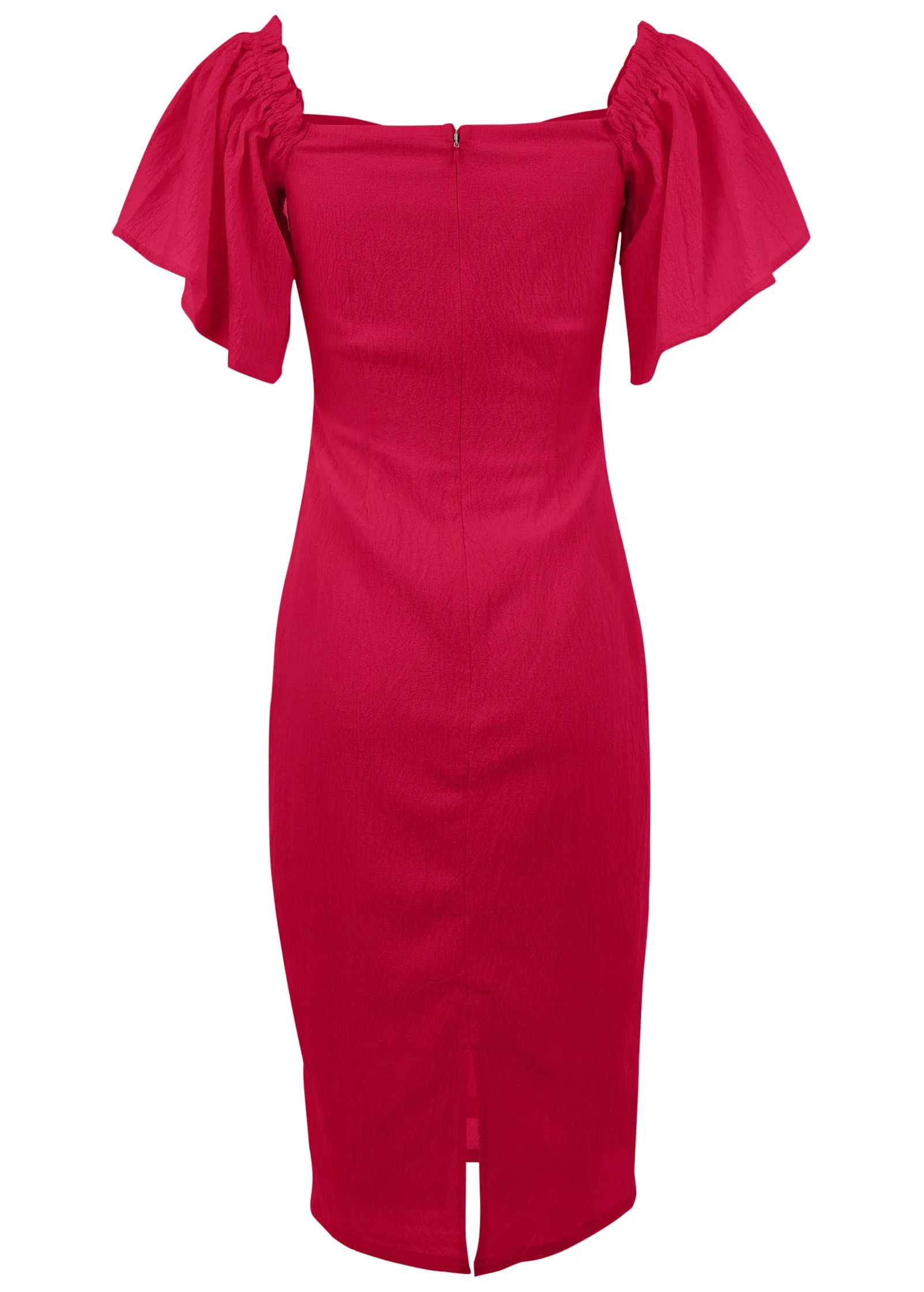 Fluted Satin Midi Dress - Red sold by VENUS product image thumbnail 5
