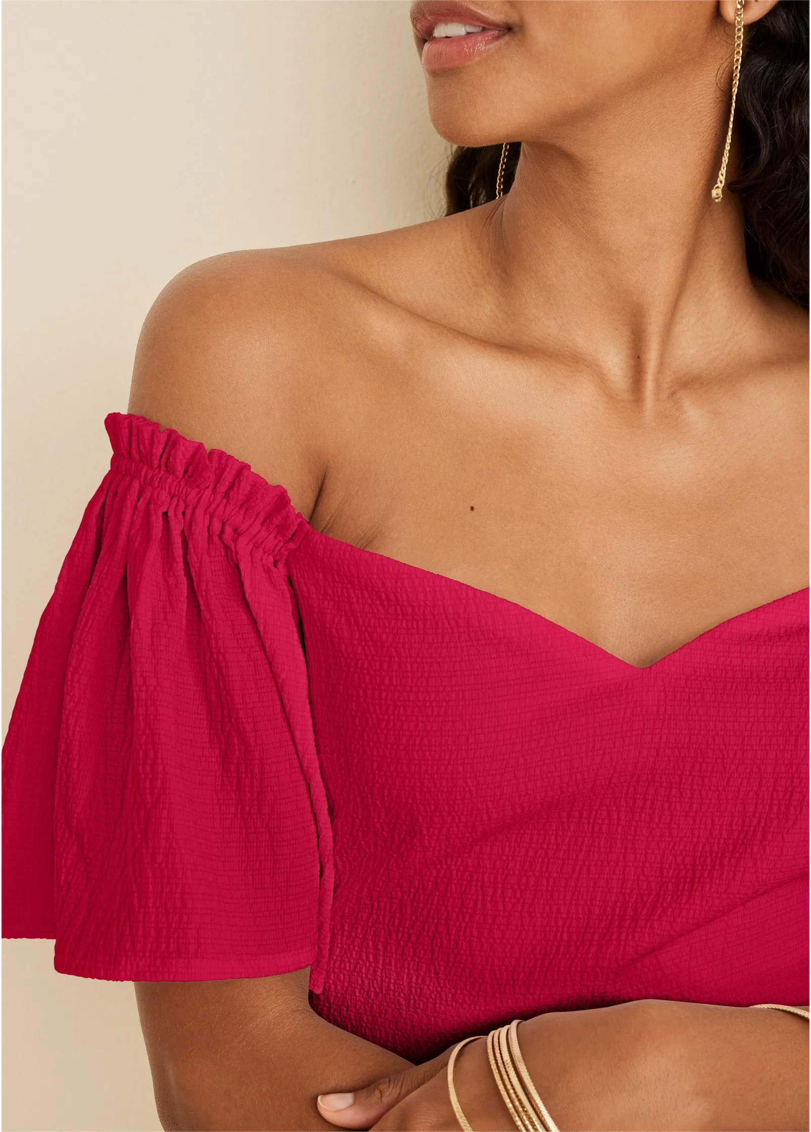 Fluted Satin Midi Dress - Red sold by VENUS product image thumbnail 3